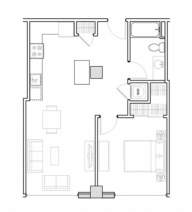 One bedroom floor plan l 3rd Street Flats in Reno NV